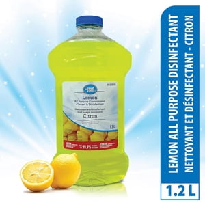 Great Value All-Purpose Concentrated Cleaner and Disinfectant, Lemon, 1.2L