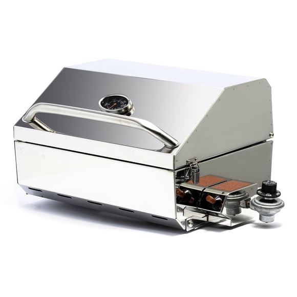 Camco Marine Barbeque Grill 58155 Kuuma; Elite 216; Propane; Flame; 13000 BTU; Rectangular; Polished; Stainless Steel