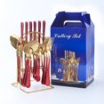 thumbnail image 4 of mmirethe Ensemble de Vaisselle en Acier Inoxydable 24x Idée Cadeau pour Amis et Chers Couverts Robustes et Durables Rouge Or, 4 of 6