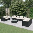 thumbnail image 1 of vidaXL 9 Piece Garden Lounge Set with Cushions Poly Rattan Black, 1 of 5