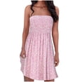 thumbnail image 1 of Pompotops Robe Sans Bretelles à Bande Élastique Style Bohème pour Femme Robes Robe Sans Manches à Imprimé Floral, 1 of 8