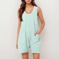 thumbnail image 2 of TrendOFT Combinaison Décontractée d'Été pour Femme, Ample, Col Rond, Sans Manches, Bretelles Spaghetti, avec Poches, Combinaisons une Pièce pour Femme, Salopette, Vert Menthe, TTG, 2 of 6