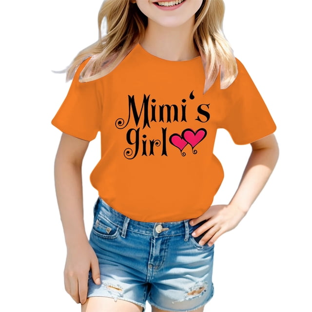 PMVFHDE Hauts Décontractés pour Fille Robe T-Shirt pour Filles T-Shirts Chemises pour Fille Grande Taille T-Shirts Mignons pour Fille T-Shirt Graphique Mignon pour Fille Col Rond Manches Courtes T-Shirt d'Été Décontracté Orange, 11-12 Ans