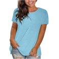 thumbnail image 1 of Blouses à Manches Courtes pour Femmes Mode pour Femmes Uni Col Rond T-Shirt à Manches Courtes Blouse Hauts Amples Femmes Hauts à Manches Courtes Femmes Blouse à Manches Courtes Hauts à Manches Courtes pour Femmes, 1 of 5