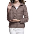 thumbnail image 1 of WRKEKC Lightweight Hooded Parka for Women, Solid Color Long Sleeve Full Zip Coat with Secure Pockets and Ribbed Cuffs, Transitional Season Layer Coffee XXL, 1 of 7