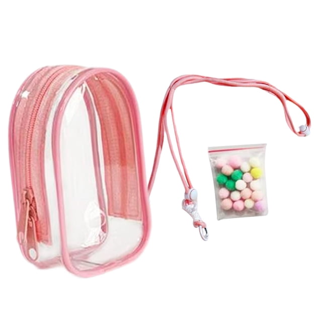 Xuanheng Clear Figure Display Bag Doll Display Bag for Collectors Action Figures Doll Pink and Rope Ball
