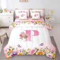 thumbnail image 1 of Erosebridal Letter Initial Bedding Sets Twin Size,Monogrammed Personalized Comforter Sets with Sheets,Flower Decor,Reversible,Breathable,7-Piece, 1 of 1
