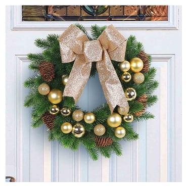 Dvkptbk Christmas Wreaths for Front Door Christmas Wreath Metal Wreath LED Warm Light Large Bow Christmas Decorations Christmas Decorations on Clearance