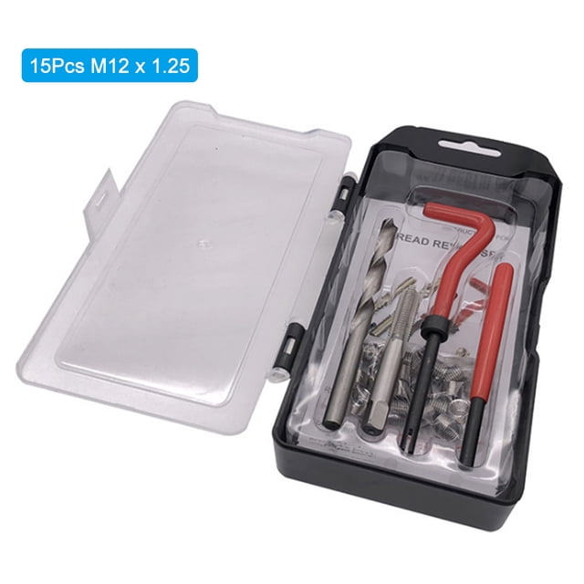 15Pcs M12 x 1.25 Thread Repair Kit Helicoil Compatible 12mm Damaged Threads