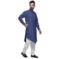 thumbnail image 4 of Atasi Kurta Asymétrique Chemise Décontractée Boutonnée Coton Kurta Décontractée Homme, 4 of 5