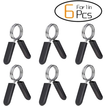 6 Pcs Pinces à Barre d'Haltères de 1 Pouce (25 mm) - Colliers à Ressort pour Barre de Poids Standard Entraînement de Force