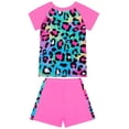 thumbnail image 3 of MIASHUI Girls 2 Piece Rash Guard Swimsuits Set Short Sleeve Tankini Beach Swimwear,Hot Pink,8-9 Years, 3 of 8