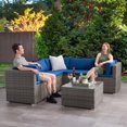 thumbnail image 4 of CorLiving Parksville 6-Piece Resin Wicker Rattand and Galvanized Steel Patio Sectional Set with Cushions and Square Coffee Table, Expandable, Outdoor Conversation Set, 4 of 9