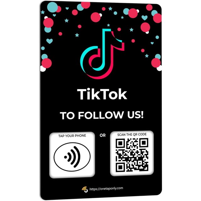 Custom Reusable Tag-Tap/QR TikTok Review Card -1 Pack Instant TikTok Reviews Card - QR Code and NFC Cards for Business, TikTok Review Tap Card