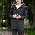 thumbnail image 2 of Imperméable pour Enfants Filles Léger à Fermeture Éclair Complète, Veste de Pluie à Boutons, Coupe-Vent Imperméable Style Preppy pour la Randonnée, 2 of 8
