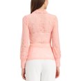 thumbnail image 3 of INSPIRE CHIC Long Sleeve Sheer Lace Blouse Pink S, 3 of 4