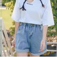 thumbnail image 4 of DPTALR Femmes Taille Haute Bourgeon Taille Élastique legging Grand Jean Uni Shorts Pantalons, 4 of 9