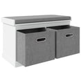 thumbnail image 1 of HOMCOM Shoe Bench with Cushion Seat, 2 Fabric Drawers for Entryway Hallway, 1 of 10