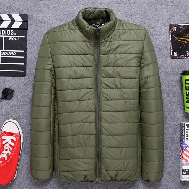 Veste Légère Rembourrée en Coton à Col Montant et Fermeture Éclair pour Hommes