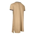 thumbnail image 5 of Chemise de Nuit Texturée en Coton pour Hommes, Robe de Nuit à Manches Courtes, Longue Robe, Blouse à Col en V, Haut de Pyjama, Coupe Ample et Décontractée, Confort, Chemise de Nuit Décontractée avec Poches, 5 of 5
