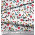thumbnail image 3 of Soimoi White Rayon Fabric Insect,Bird & Floral Artistic Printed Fabric 1 Yard 56 Inch Wide, 3 of 3