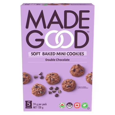 MadeGood Double Chocolate Soft Baked Mini Cookies Box of 5 Pouches