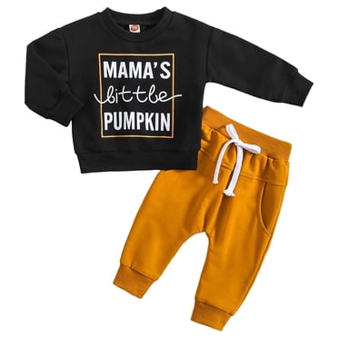 Splozh Infant Boy Clothes Set Toddler Baby Boy Clothes Set Letter Print Long Sleeve Sweatshirt Top Jogger Pants Cute Fall Winter Outfit Black,12-18 Months