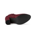 thumbnail image 3 of Unique Bargains Women's Ruffle Block Heel Ankle Boots Burgundy (Size 9), 3 of 8