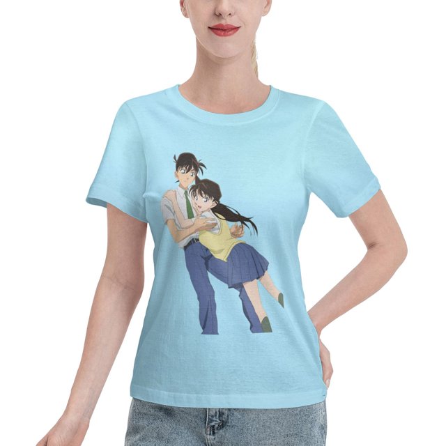 T-Shirt Basique à Manches Courtes pour Femmes Conan and Xiaolan