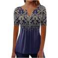 thumbnail image 1 of CEHVOM Femmes Mode Décontractée Imprimé Col Rond Ample Manches Courtes T-shirt Haut Blouse Chandail Liquidation, 1 of 5