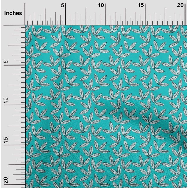 oneOone Silk Tabby Fabric Leaves Block Fabric Prints By Yard 42 Inch Wide