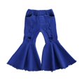 thumbnail image 1 of Girls Toddler Stretchy Flare Pants Elastic Waist Soft Ripped Denim Trousers, 1 of 6