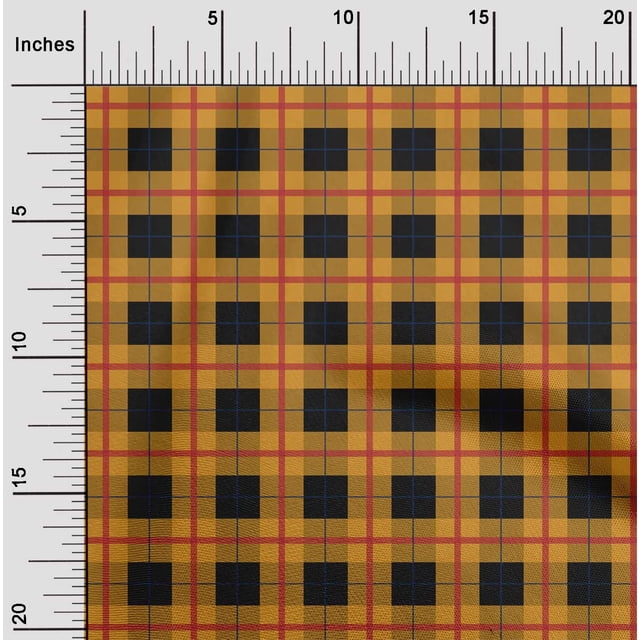 oneOone Georgette Viscose Fabric Madras Check Printed Fabric 1 Yard 42 Inch Wide