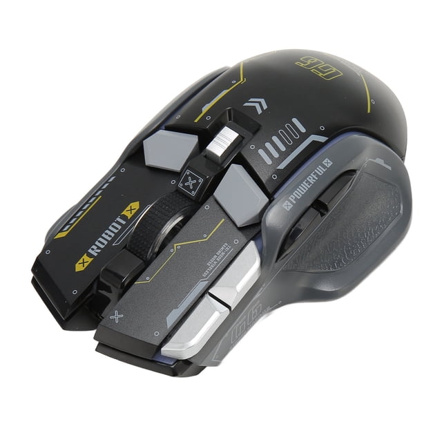 3 Mode PC Mouse, Macro Programmable 2.4G Wired 10 Keys Sensitive Gaming Mouse 5 Adjustable DPI with 11 RGB Light for IOS for White,Yellow,Black