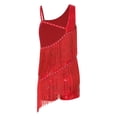 thumbnail image 2 of Ocealan Robe de Danse Latine pour Filles Paillettes Jazz Moderne Fête d'Anniversaire Jupe à Franges Rouge 8, 2 of 5