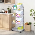 thumbnail image 1 of Four-Tier Floor Storage Rack, Multi-Layer Transparent Cabinet on Wheels, for Kitchen, Bathroom, and Living Room, Durable and Versatile Organizer, 1 of 7