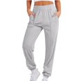 thumbnail image 1 of Timegard Womens Sweatpants Elastic High Waist Cinch Bottom Pants Sports Athletic Solid Color Trousers with Pockets, 1 of 6