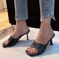 thumbnail image 3 of yulier Womens Heeled Sandals Square Toe Single Strap Open Toe Slip On Mules Slide Sandals Stiletto Heels, 3 of 5