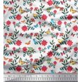 thumbnail image 1 of Soimoi White Rayon Fabric Insect,Bird & Floral Artistic Printed Fabric 1 Yard 56 Inch Wide, 1 of 3