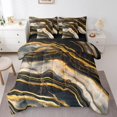 thumbnail image 1 of YST Abstract King Comforter Set 7-Piece Marble Bedding, Watercolor Artwork, Gold Metallic Stripe, King, 1 of 4