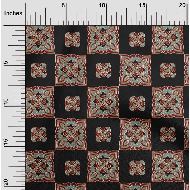 oneOone Silk Tabby Fabric Floral Block Printed Craft Fabric BTY 42 Inch Wide