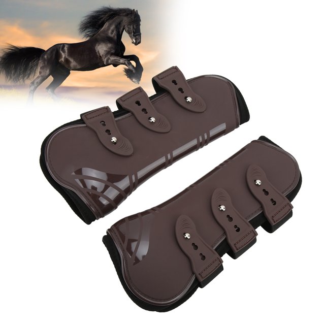 Horse Leg Protector, Horse Front Legs Guard Adjustable Breathable Light for Riding for Jumping Pair of Brown Front Legs M