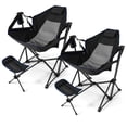 thumbnail image 1 of Gymax 2 Pcs Hamac Chaise de Camping avec Repose-Pieds Rétractable et Sac de Transport pour le Camping Noir, 1 of 10