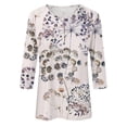 thumbnail image 5 of Haut Tunique à Manches 3/4 Imprimé pour Femme, Col Ras du Cou, Blouse Décontractée, T-Shirt pour Usage Quotidien, 5 of 5