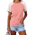 thumbnail image 2 of Timegard Hauts pour Femmes à Rayures Manches Courtes Col Rond Confortable Décontracté Ample Haut Blouse T-Shirts Basiques, 2 of 3