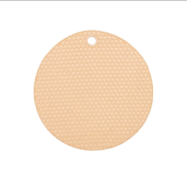 Tapis Rond en Caoutchouc Toxique Antidérapant Résistant à la Chaleur Lavable pour Table Isolation pour Tasse Bol Beige 17.5cm/6.9 Po