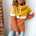 thumbnail image 2 of Pompotops Femmes Casual Patchwork Pull Tulleck Hoodies Manches Longues Cordon à Capuche Tops Sweatshirt, 2 of 6