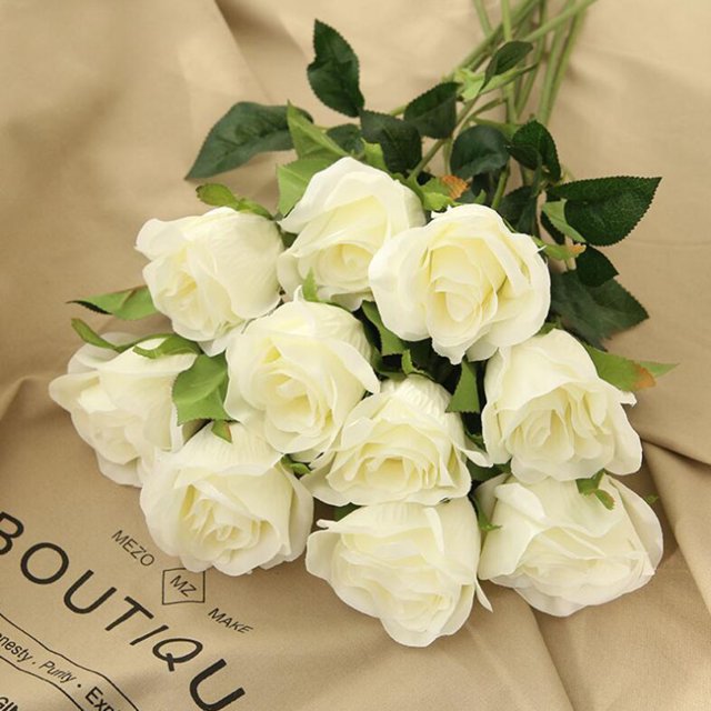Langgg Artificial Rose Flannel Artificial Flowers Real-like Wedding Home Decor