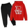thumbnail image 1 of Sunnyoo Boys 2Pcs Outfits Letter Print Pullover Hoodie and Sweatpants Set, 1 of 3