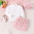 thumbnail image 2 of Penkiiy Ensemble Jupe 3 Pcs pour Tout-Petites Filles Tenue d'Automne Hiver pour Filles Robe Douillette Ensemble de Vêtements avec Béret 4-5 Ans Rose, 2 of 9